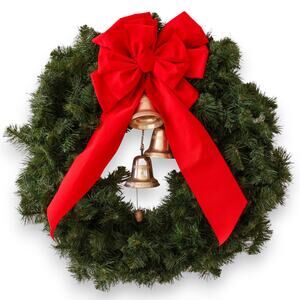 32" Christmas Wreath w/ Bells and Red Bow
